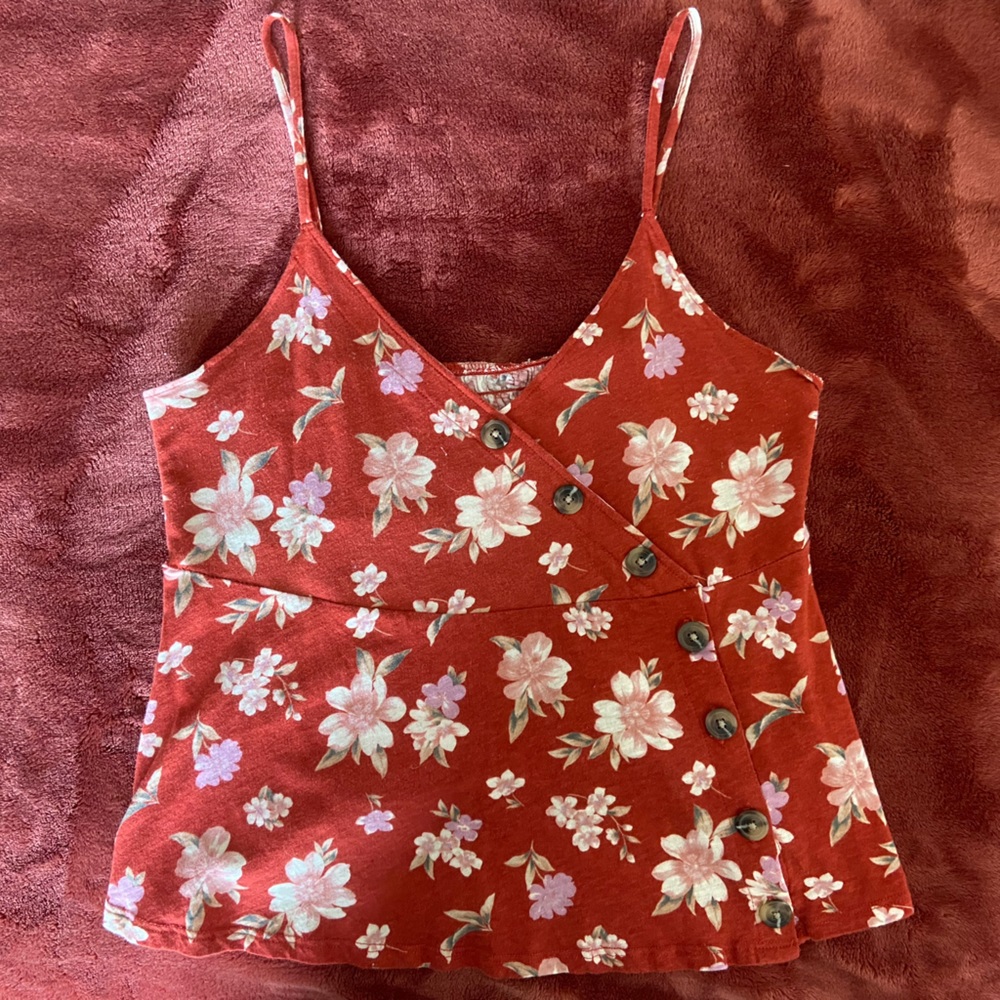 American Eagle Floral Spaghetti Strap Tank Top